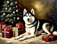 Siberian Husky Vintage Christmas