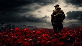 Soldier In A Poppy Field