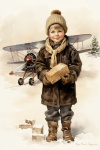 Vintage Boy And Airplane Art