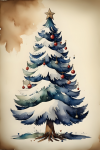 Vintage Christmas Tree Art
