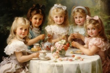 Vintage Kids Tea Party Art