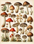 Vintage Mushrooms Poster
