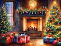 Christmas Gifts Fireplace