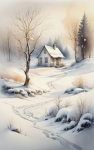 Winter Landscape Watercolor Paint