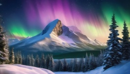 Winter Landscape Aurora Borealis