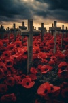 Wooden Crosses And Poppy Flowers