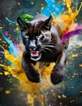 Black Panther, Animal, Art With Paint