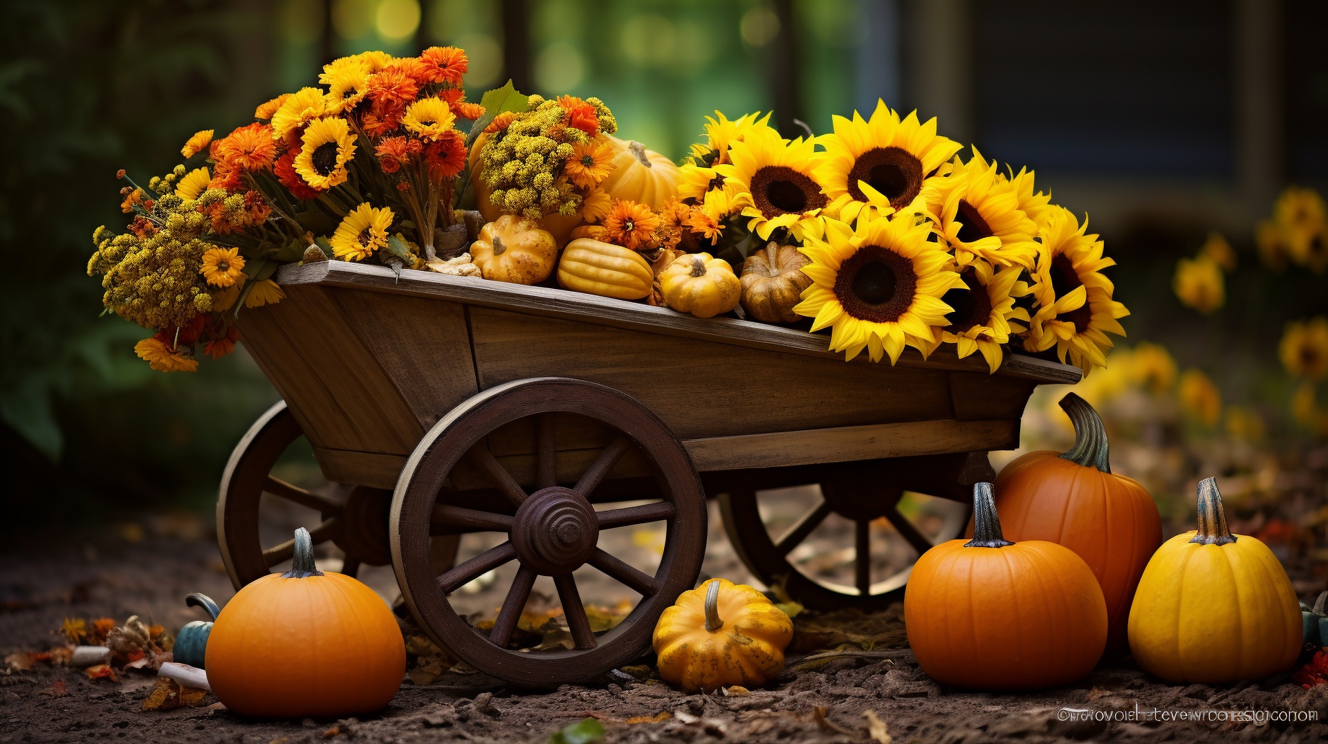 Autumn Decorated Cart
