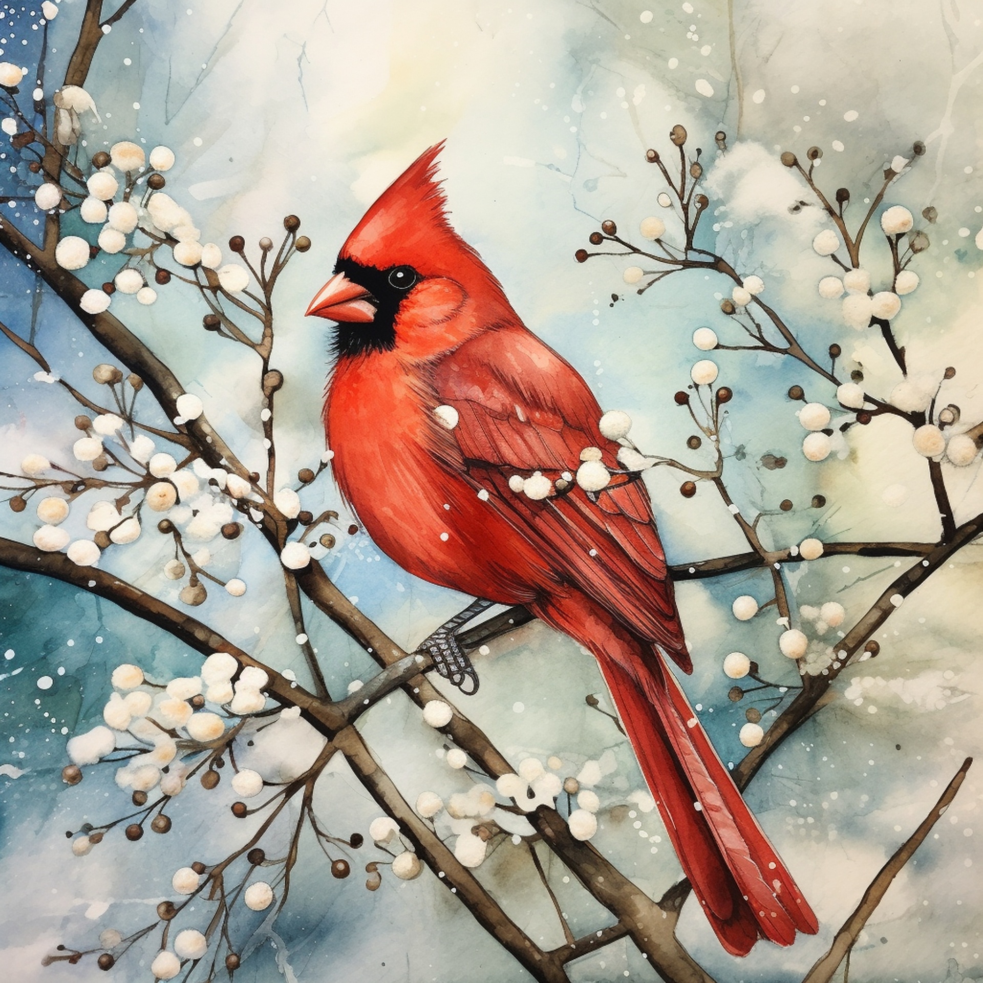 Christmas Winter Red Cardinal Art