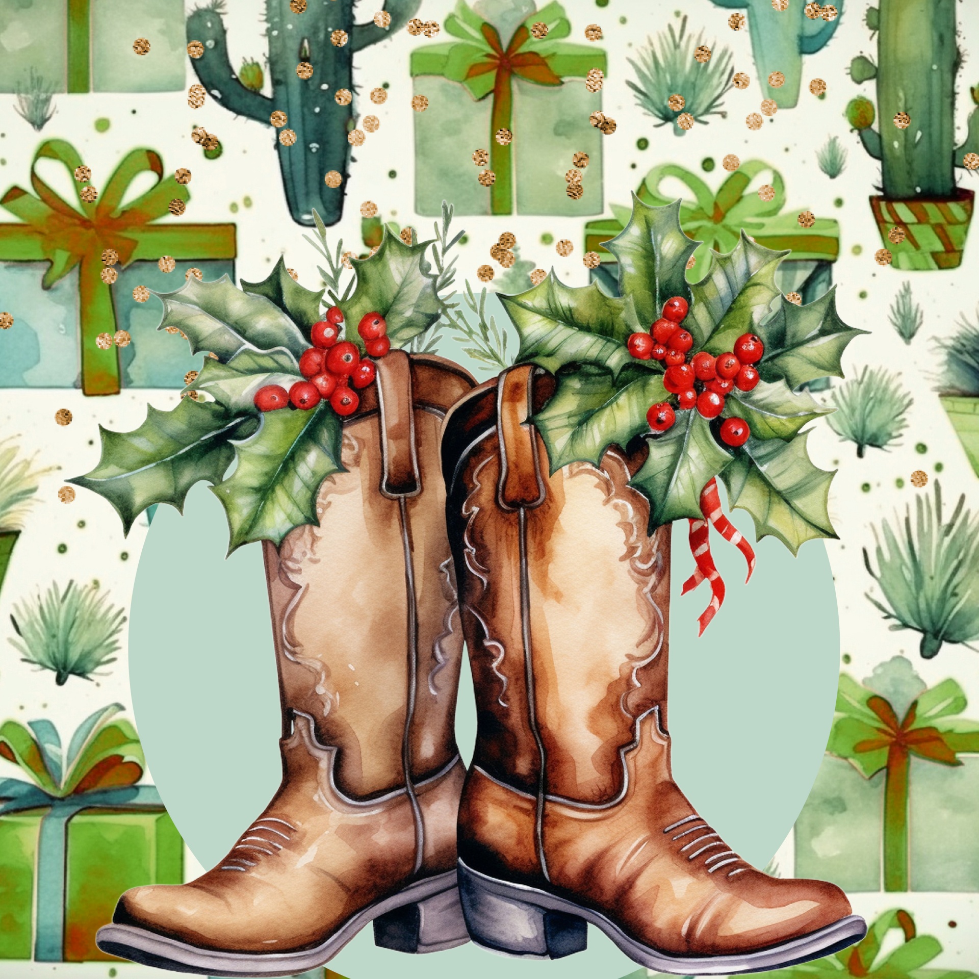 Christmastime Boots And Cactus Art Free Stock Photo - Public Domain ...