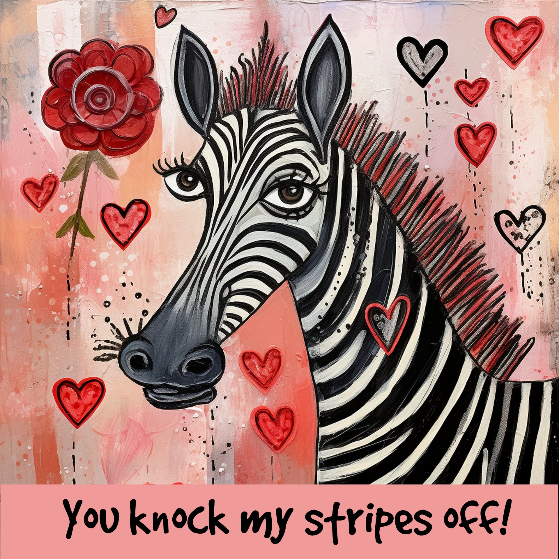 Cute Zebra Valentine Art