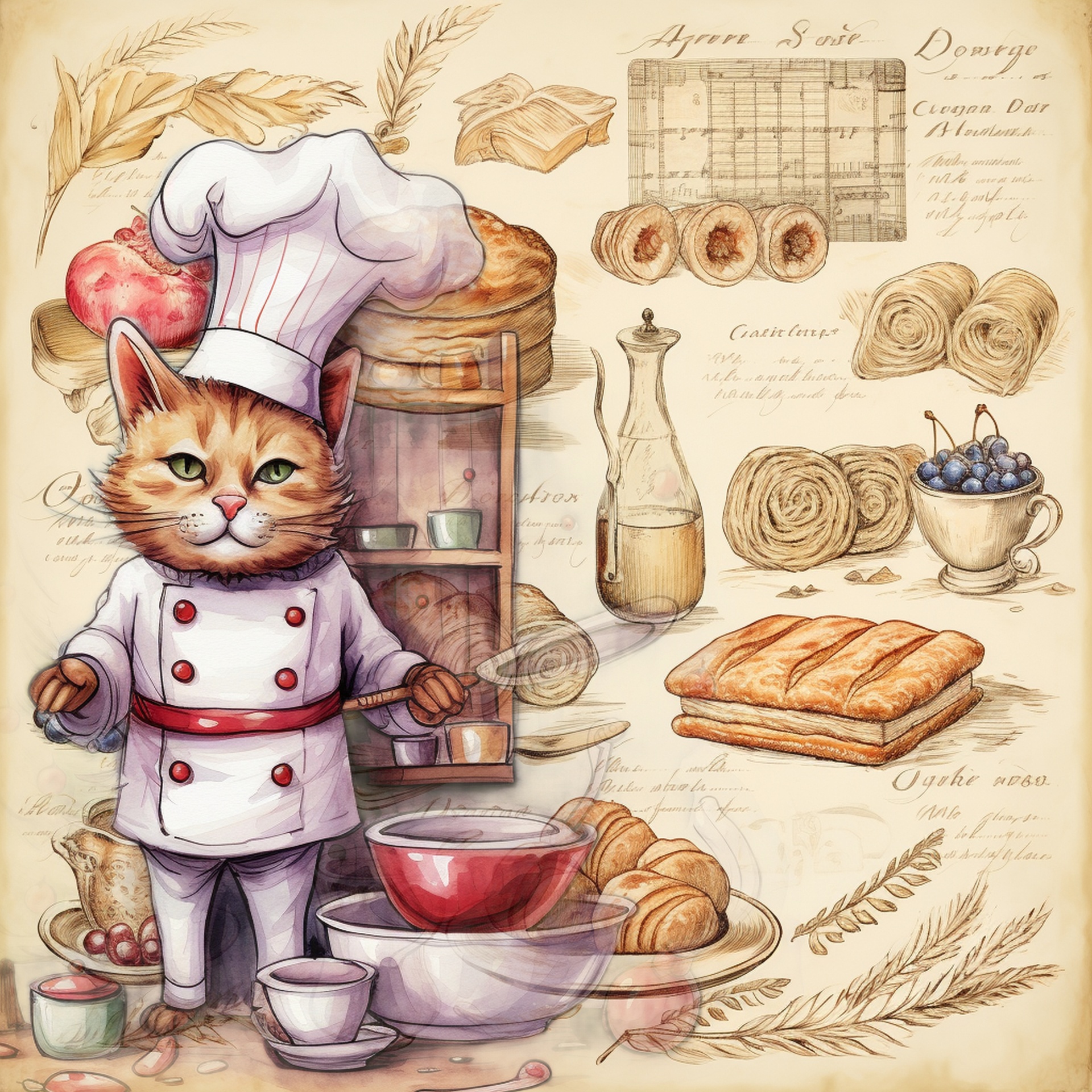 Chef Cat Food Art