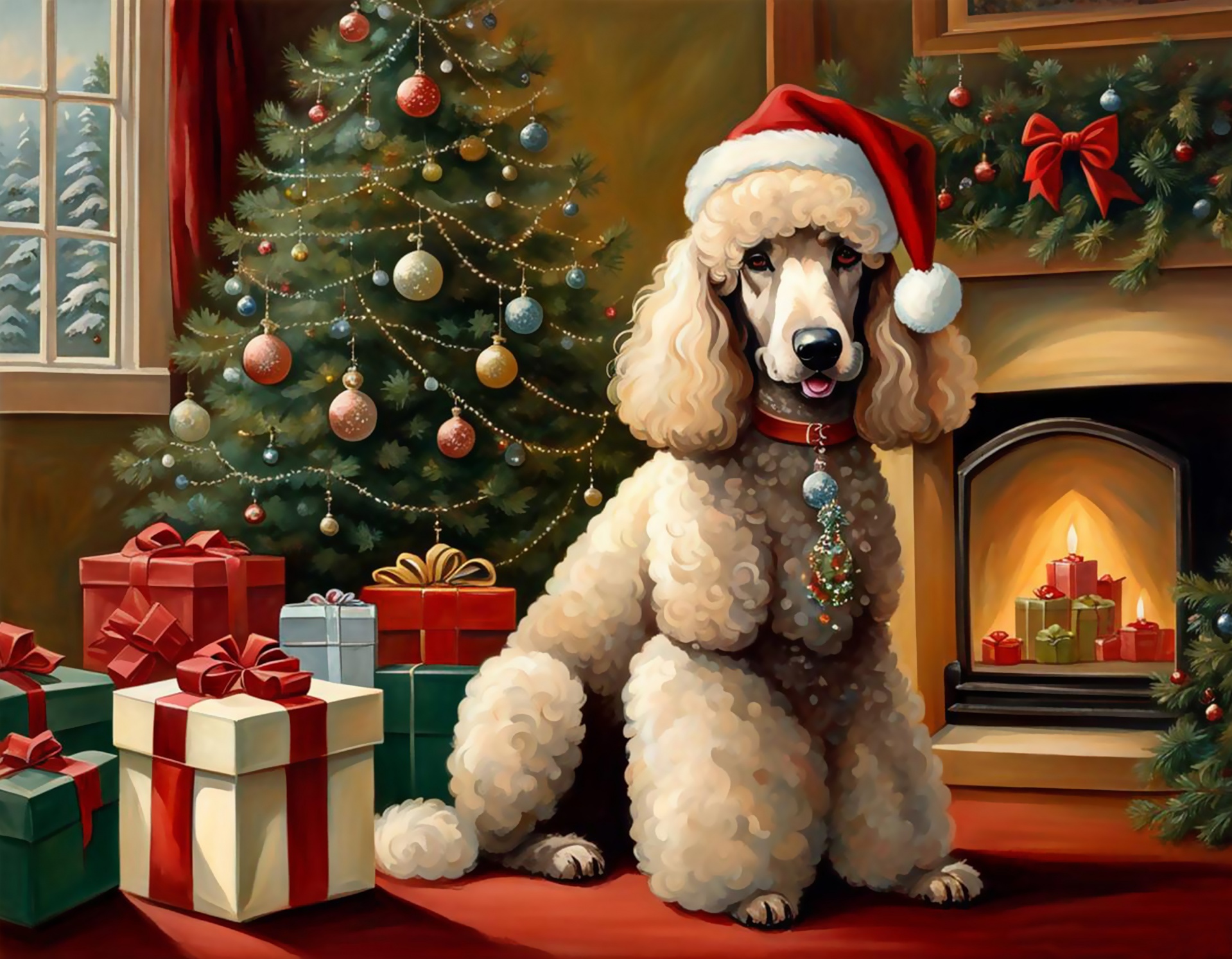 Standard Poodle Vintage Christmas