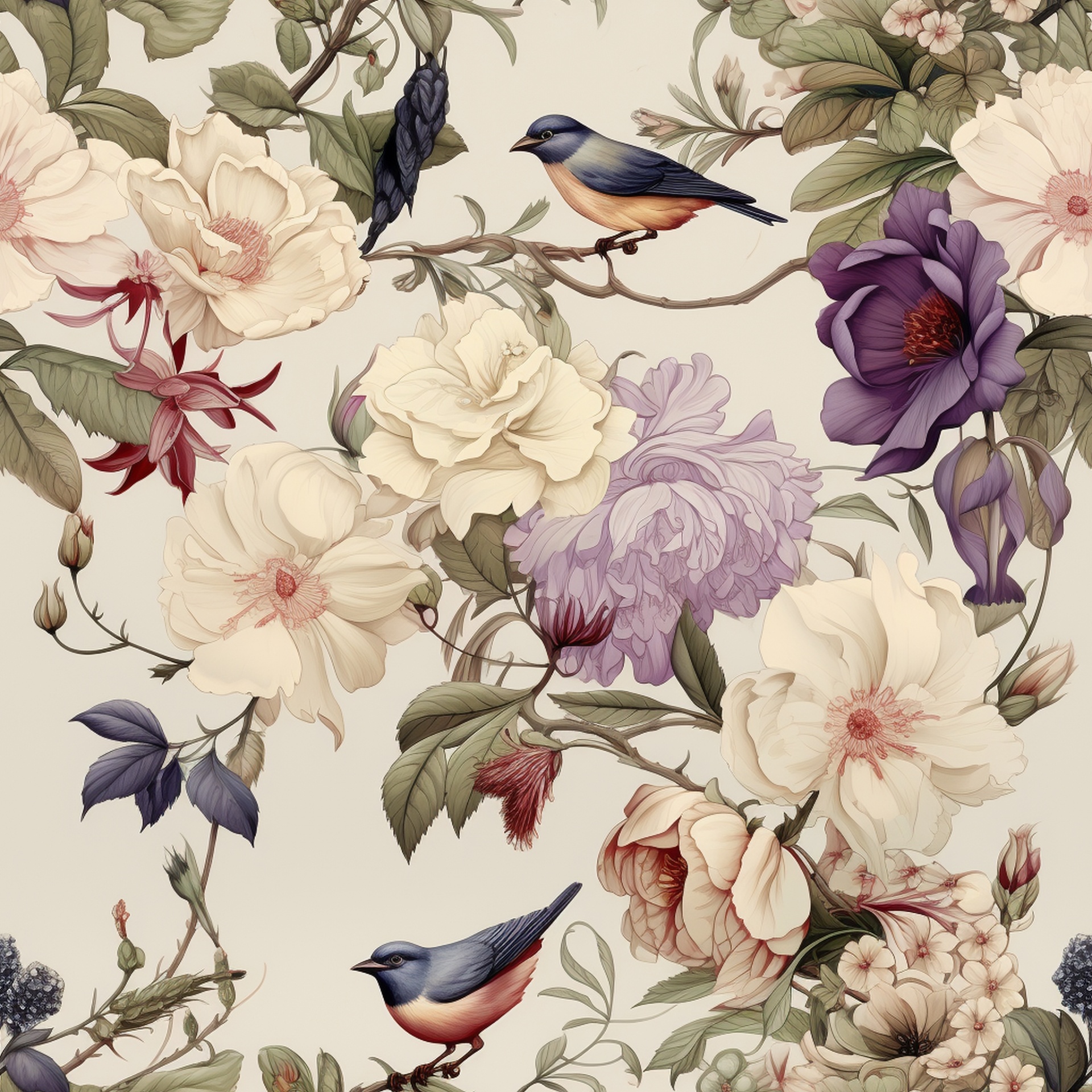 Wild Roses Seamless Pattern Free Stock Photo - Public Domain Pictures