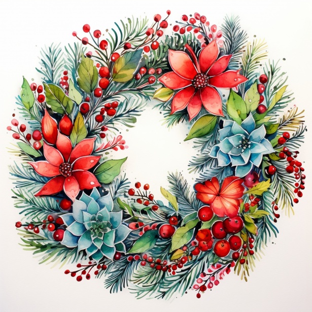 Poinsettia Christmas Wreath Free Stock Photo - Public Domain Pictures
