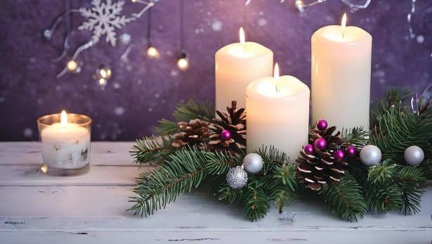 Christmas Fir Branches Candles Free Stock Photo - Public Domain Pictures