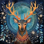 Abstract Colorful Reindeer Art