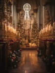 Church Interior At Christmas