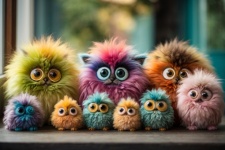 Cute Fluffy Multi-colored Monsters