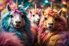 Cute Fluffy Multi-colored Unicorns