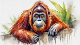 Animal, Sumatran Orangutan, Drawing