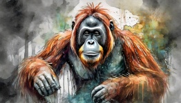 Animal, Sumatran Orangutan, Drawing