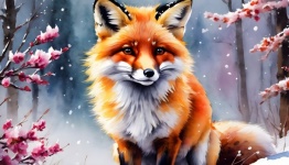 Fox Flowers Winter Snow