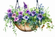 Hanging Flower Watercolor Art