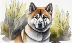 Dog, Akita, Digital Drawing