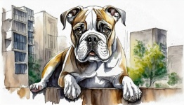 Dog, American Bulldog, Drawing