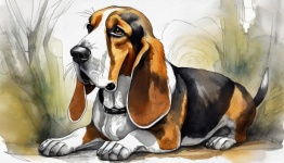 Dog, Basset Hound, Drawing