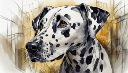 Dog, Dalmatian, Digital Drawing