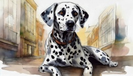 Dog, Dalmatian, Digital Drawing
