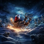 Santa Claus And Reindeer Art