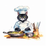 Cute Chef Cat Art