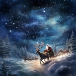 Santa Reindeer Winter Forest Art