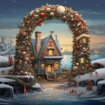 Christmas Home Wreath Fantasy Art