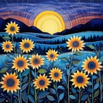 Sunflower Field Vector Art