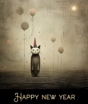 Funny Sad Cat New Year Greeting