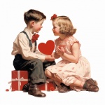 Boy And Girl Kid Vintage Valentine