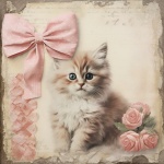 Pink Vintage Kitten Art