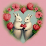Bunny Rabbit Heart Art