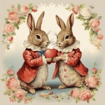 Vintage Bunny Rabbit Heart Art