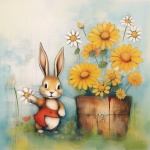Spring Easter Bunny Rabbit Art