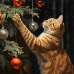 Ginger Cat Christmas Tree Art