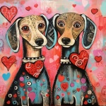 Valentine Doodle Heart Dog Art