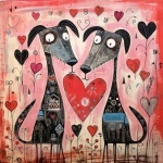 Valentine Doodle Heart Dog Art