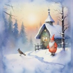 Winter Gnome In Snow Art