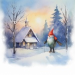 Winter Gnome Art Print