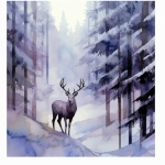 Winter Deer In Forest Art